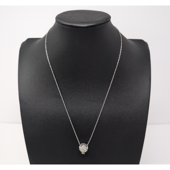Fossil Brand Bird Owl Pendant Necklace Pave 2 Tone Jewelry Party Animal NEW NWT - Picture 3 of 9